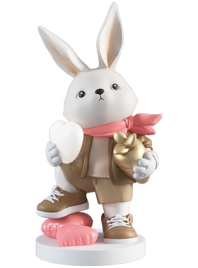 兔子抱爱心柔和LED灯落地摆件