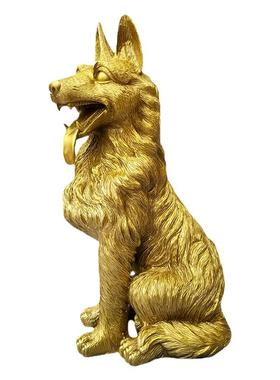 办公铜狼狗生肖警犬工艺品