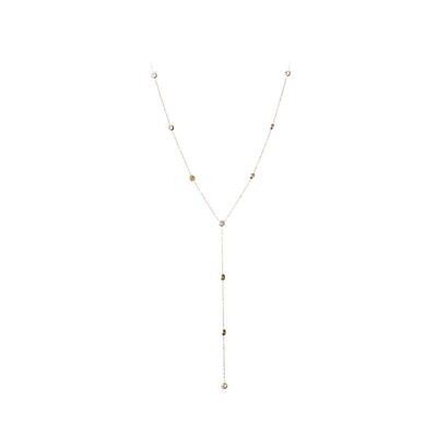 14k镀金锆石镶嵌流苏长款字链