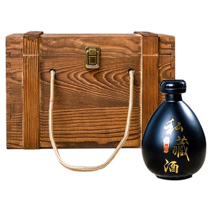 酒瓶空瓶仿旧木箱装一斤装送礼家用高档密封1斤小酒坛手提箱包邮