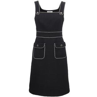 Vero Moda奥莱连衣裙子春秋清仓优雅气质粗花呢面料收腰吊带裙女