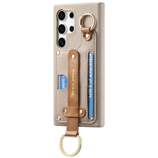 高级腕带适用三星s24ultra手机壳s23fe新款指环扣s22+插卡卡包s21plus支架一体GalaxyA55a54A53A35a25保护壳g