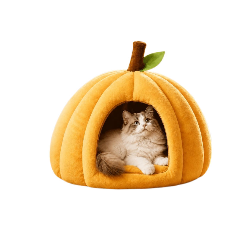 保暖南瓜猫窝四季通用冬季加厚半封闭式猫咪安全感狗窝可拆洗宠物