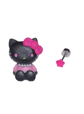 自制HelloKitty猫钛钢耳钉