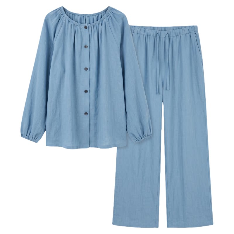 a类纯棉可外穿睡衣/长袖套装不带胸垫防凸点/家居服女2026秋孕妇