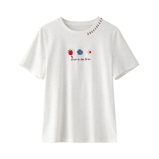 LAGOGO美好开始元气刺绣T恤女拉谷谷2026春夏新款彩点纱短袖上衣