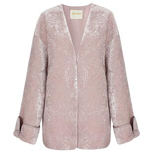 COCOBELLA国风祥云丝绒刺绣棉服外套女年轻新中式裸领上衣MF3036