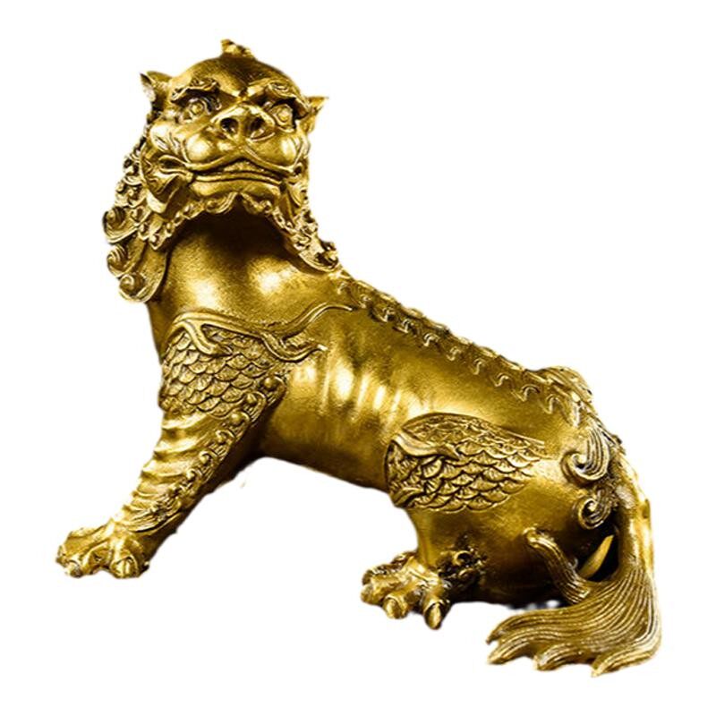 纯铜谛听地藏王坐骑独角神兽摆件