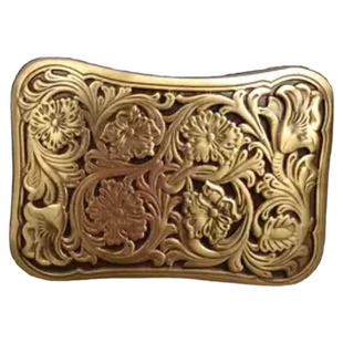 男纯黄铜唐草富贵花皮带扣头民族风休闲平滑扣头牛仔裤裤腰带扣头