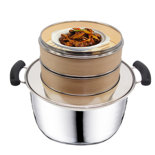 竹蒸笼加厚型铝合金包边蒸笼包子蒸笼小笼包家用蒸笼竹笼屉商用