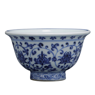 观复手绘永乐青花压手杯品茗茶杯陶瓷主人杯景德镇茶具送礼盒装