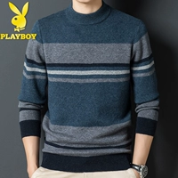 01-V1026 Полосатый круглый воротник синий