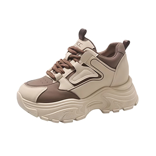 品牌撤柜真皮小个子增高老爹鞋女2025春秋新款厚底运动鞋爆款女鞋