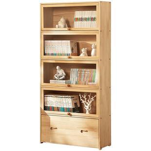 儿童书柜带门家用实木书架落地多层客厅储物收纳柜玩具收纳置物架