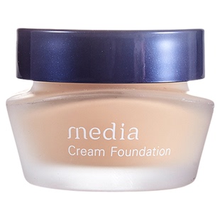日本嘉娜宝Media粉底霜 保湿遮瑕白色打底遮暇粉底膏媚点粉底霜