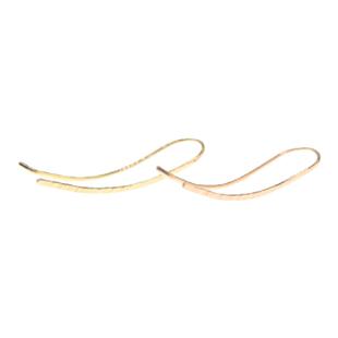 新品S925纯银个性耳环女14K包金U型锤面耳夹极简气质耳钉饰欧美风