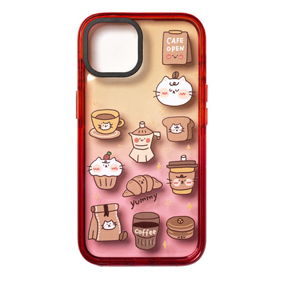 猫咪可爱插画适用于苹果渐变壳