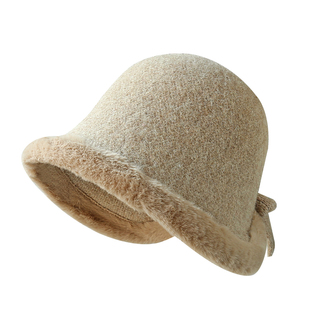 适合小头围渔夫帽浅顶毛线帽针织帽子女2025秋冬52小号xs冷帽时尚