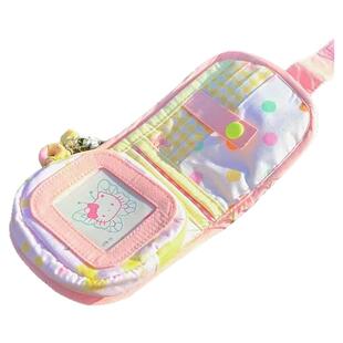 新款可爱多巴胺粉色卡通图案零钱包马卡龙迷你卡包女款PU卡扣多层