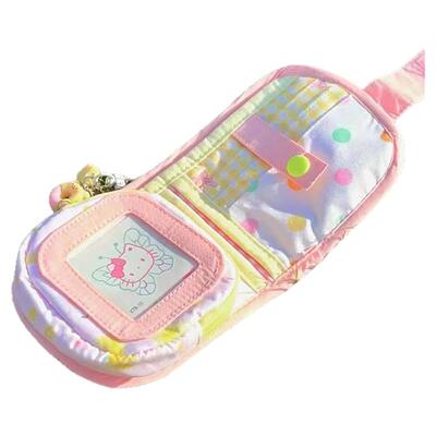 新款可爱多巴胺粉色卡通图案零钱包马卡龙迷你卡包女款PU卡扣多层