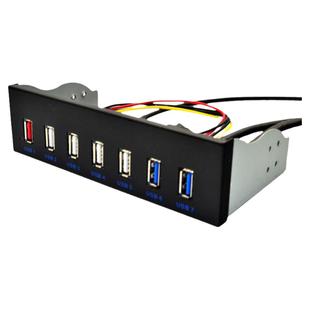 USB3.0光驱位前置面板5.25寸 19PIN转2口U3+4口U2快充面板7口HUB