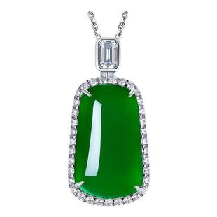 AILEQ天然玉石玉髓纯银新年爸妈礼无事牌吊坠满阳绿时尚珠宝项链