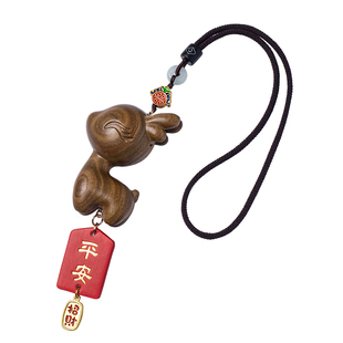 一路平安檀木小鹿汽车后视镜挂件可爱车载饰品新款吊坠创意摆件