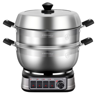 荣事达电火锅家用炒菜锅多功能316L不锈钢蒸煮一体锅钢盖款电炒锅