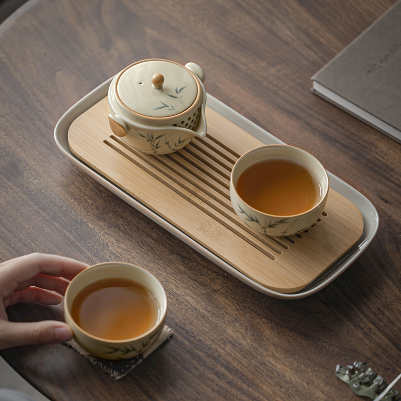 便携式功夫旅行茶具套装茶杯快客杯一壶二杯户外泡茶露营随身茶壶