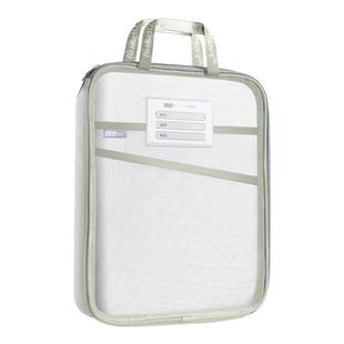 L型科目分类袋透明文件袋拉链式学生用拉链网格收纳包大开口手提拎书袋初中生作业补习袋档案袋试卷收纳袋子