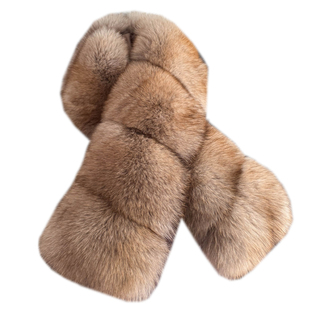 高级感紫貂色狐狸毛美拉德长款皮草围巾真毛女士冬季新款围脖