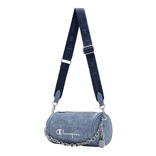 Champion冠军单肩包2025春季新款圆筒包女生挎包牛仔包时尚包包