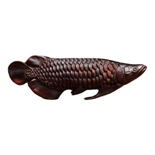 天然紫檀木金龙鱼摆件龙年吉祥物好运文玩手把件飞黄腾达财运亨通