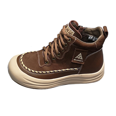 2025冬款圆头厚底休闲牛皮高帮鞋