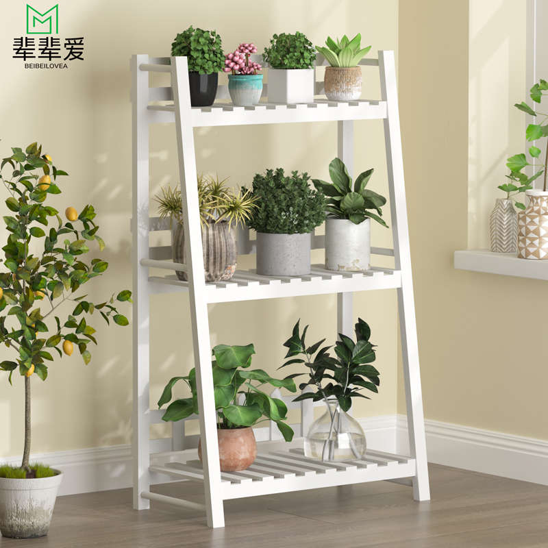 阳台实木白色花架子室内客厅多肉绿萝植物爬藤架铁艺盆栽置物架子