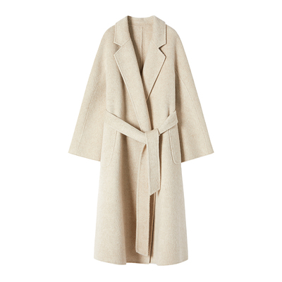 双面呢浴袍长款大衣女