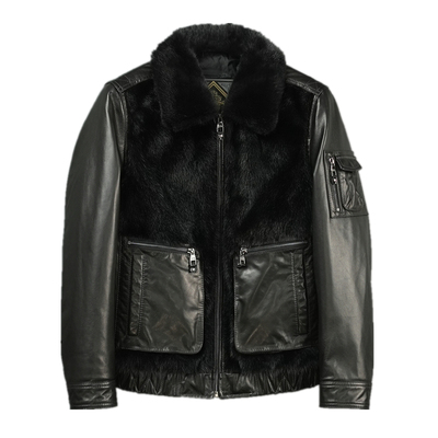 海宁真皮皮衣男貂皮大衣短款翻领