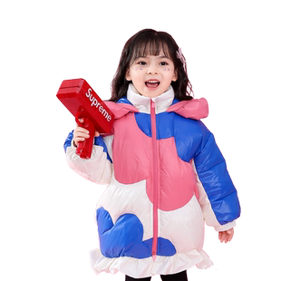 【高充鹅绒】女童花瓣形羽绒服冬季2025新款中长款女宝宝加厚外套