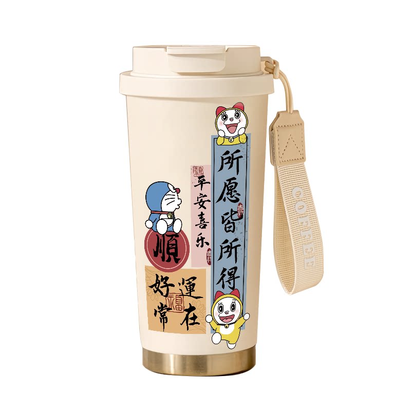 哆啦A梦卡通插画不锈钢保温杯
