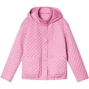 【售完不补】ToyzY真丝混纺菱格绗缝连帽仿棉服外套女短款