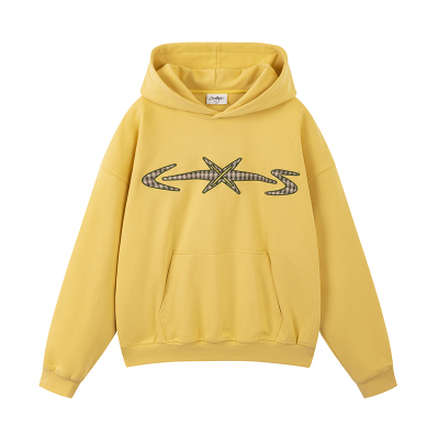 CoosRetro美式复古logo图案格子贴布绣连帽卫衣男女春季百搭外套