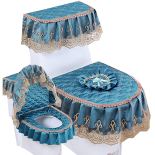 马桶垫家用蕾丝布艺拉链款通用坐便垫套防尘保暖座便器垫水箱盖布