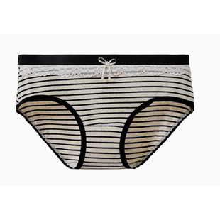复古条纹~女生舒适透气中腰内裤女2026新款纯棉女士三角裤不卡裆