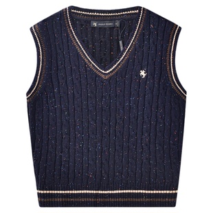 保罗彼得2025年新款女士针织背心V领复古无袖毛衣马甲UKECZ00271