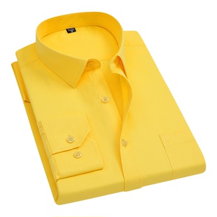 春季白衬衫男长袖商务休闲职业工装纯蓝色衬衣男打底衫短袖工作服