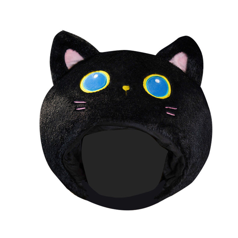 日韩卡通小黑猫咪头套人戴三丽鸥白色狗可爱毛绒帽子沙雕拍照道具