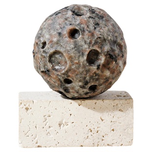 天然火焰石水晶原石陨石坑表面雕刻水晶工艺品鱼缸造景月球摆件