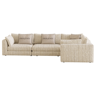 PAULJOHN进口雪尼尔绒沙发轻奢别墅大平层客厅设计师羽绒布艺沙发