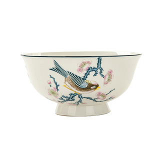 金岚玉唐山骨瓷6英寸高脚碗面粥碗中碗大米饭碗高足碗防烫微波碗