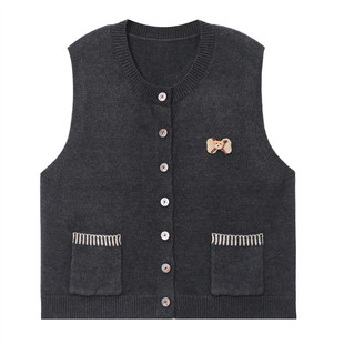 2026春季针织开衫马甲女款新款春秋时髦宽松无袖外搭叠穿毛衣外套